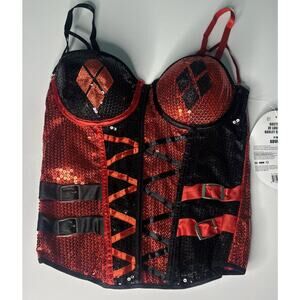 DC Harley Quinn Joker Batman Corset Sequins Cosplay Lingerie Fantasy Women S/M